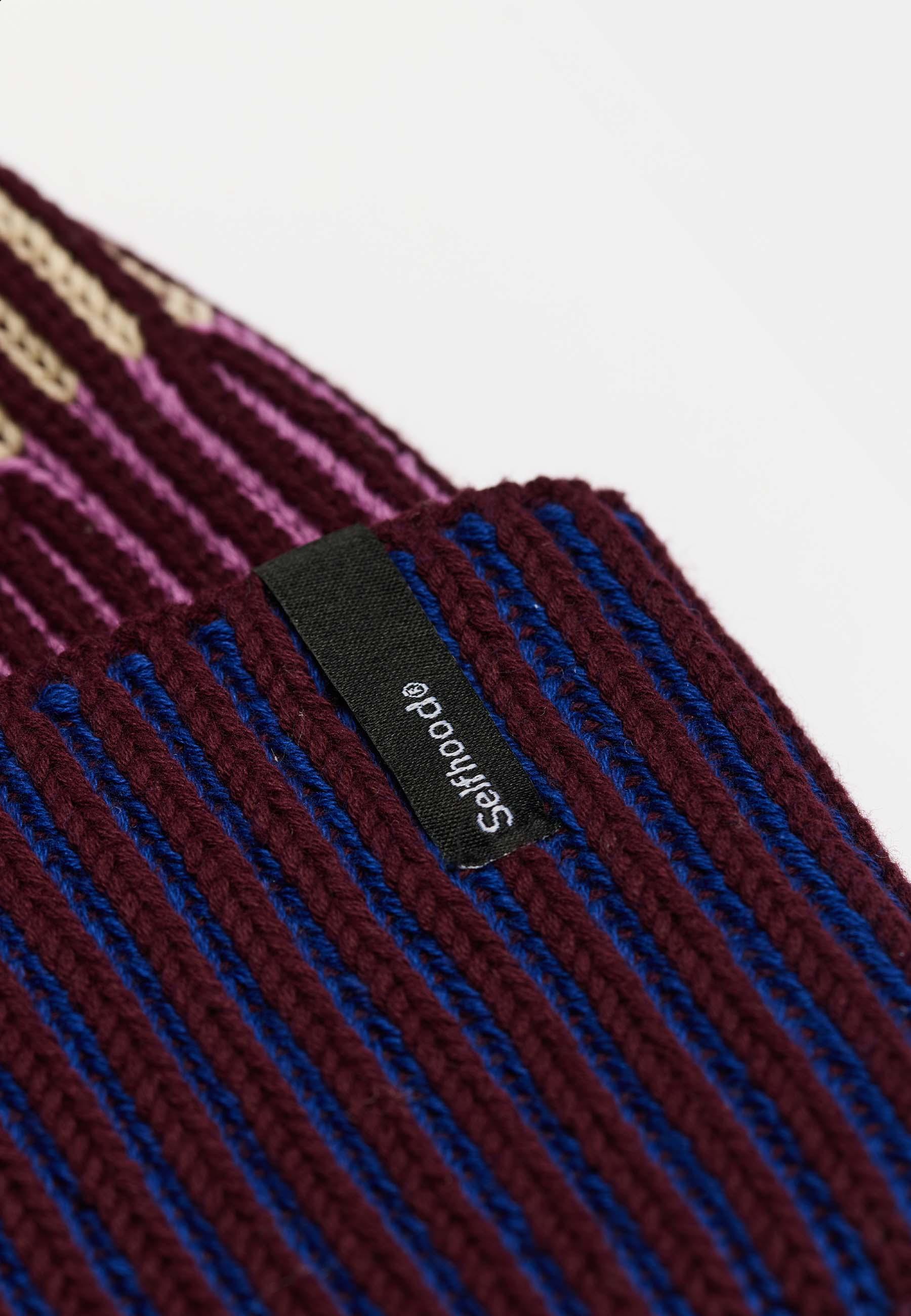 Selfhood Rib Block Beanie Burgundy Unisex Bio Baumwolle Mütze rotbraun